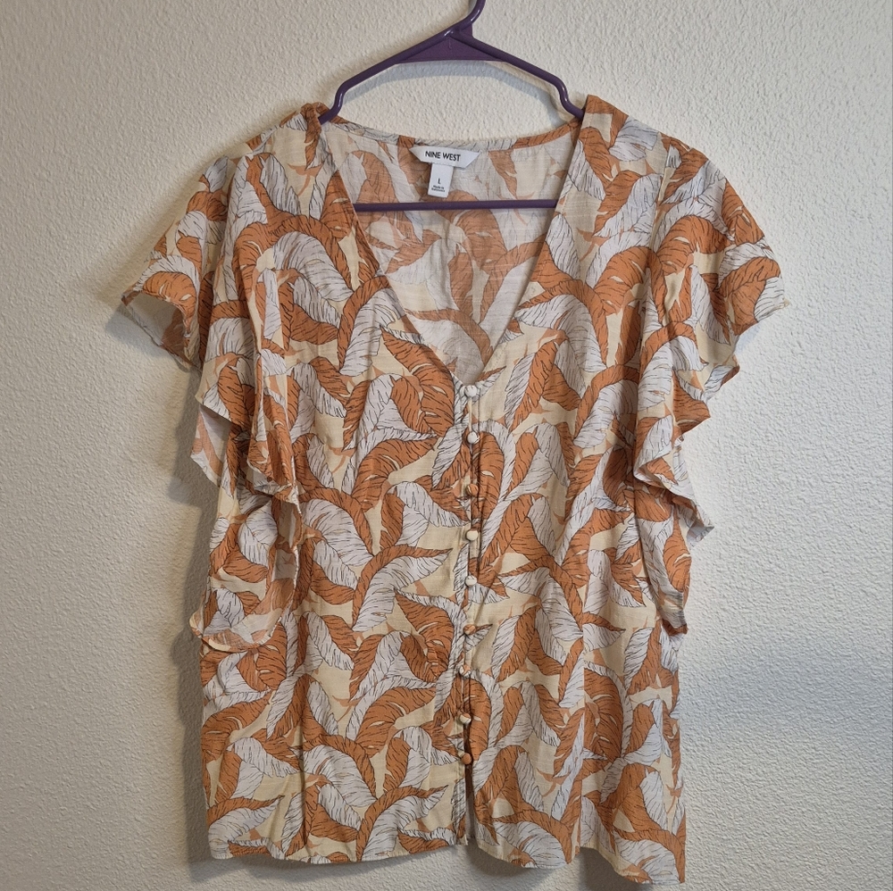 Nine west short sleeve blouse size L #192